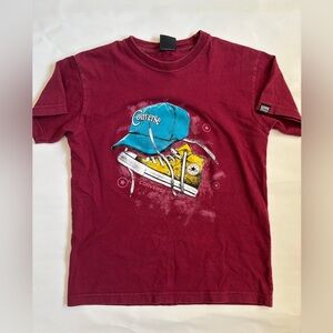 Converse Maroon Tee with Blue Cap and Yellow Sneakers